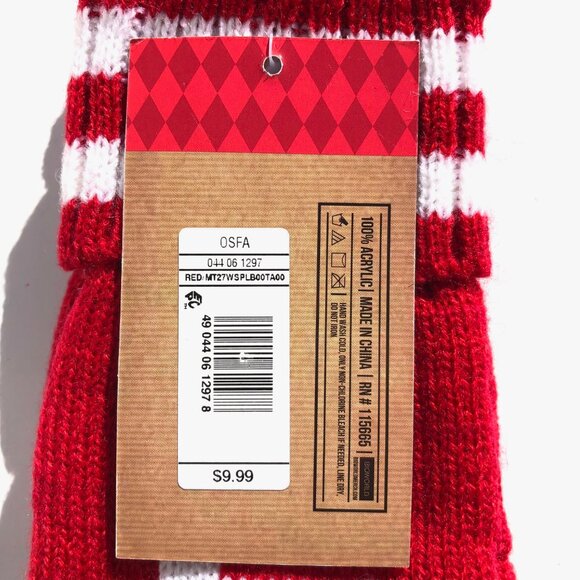 Warm Winter Mittens set one size fits all Red Naughty Nice Christmas OMG so UGLY - Picture 7 of 8